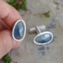 Natural Blue Sapphire Cufflinks In Solid Silver, thumbnail 2 of 4