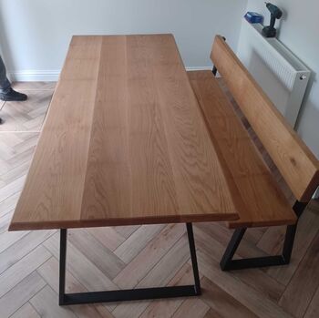 Solid Oak Dining Table With Raw Steel Legs, 5 of 5