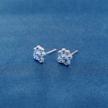 Blue Cz Stone Paw Print Stud Earrings, 5 of 7