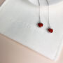 Sterling Silver Tiny Red Heart Threader Earrings, thumbnail 5 of 5