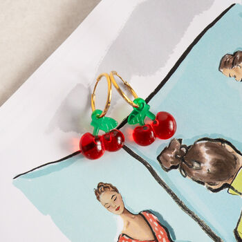 Cherry Hoop Earrings, 3 of 4