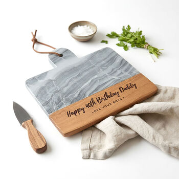 Personalised Marble And Acacia 'Birthday' Cheese Board, 5 of 6