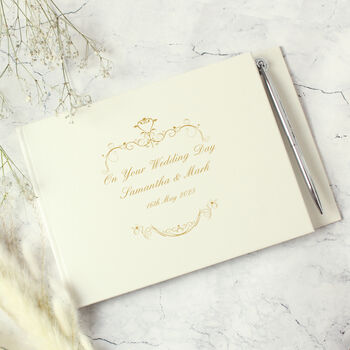 Personalised Gold Ornate Swirl Guest Book, 2 of 5