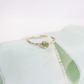 Avalon Ring // Green Tourmaline And Gold Stacking Ring, 2 of 4
