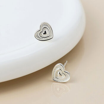 Sterling Silver Tiny Textured Heart Stud Earrings – 5mm, 6 of 7