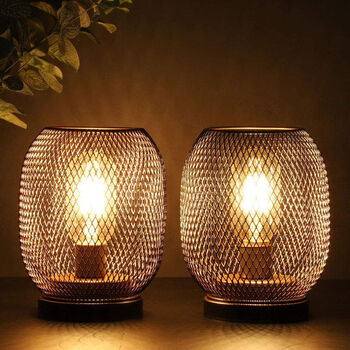 Set Of Two Round Table LED Lamps Battery Powered, 3 of 5