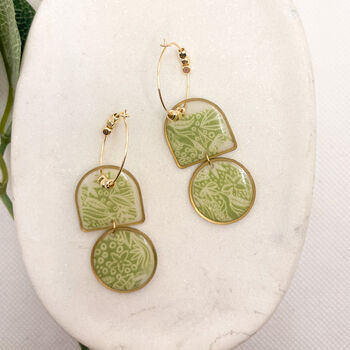 Green Botanical Statement Hoop Earrings For Her, 6 of 12