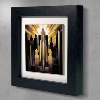 Urban Horizons Art Deco Three Framed Ceramic Art Tile, 9 of 10