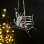 Dogs On A Park Bench Hanging Christmas Decoration, thumbnail 2 of 2