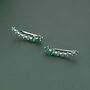 Sterling Silver Emerald Green Cz Ear Crawler Earrings, thumbnail 6 of 11