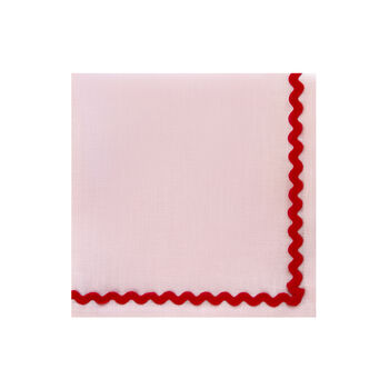 Ric Rac Pink And Red Set Of Four Embroidered Napkins, 2 of 4