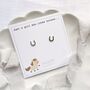 Horseshoe Small Stud Sterling Silver Earrings Just A Girl Who Loves Horses Giftcard, thumbnail 1 of 9