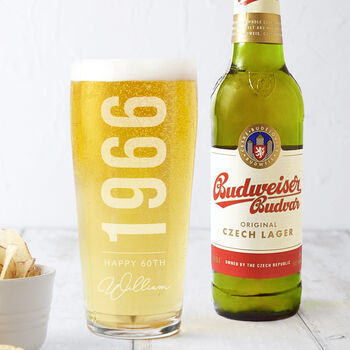 Personalised 60th Birth Year And Name Beer Glass, 2 of 7