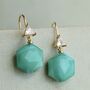 Turquoise Hexagon Jewel Earrings, thumbnail 1 of 5