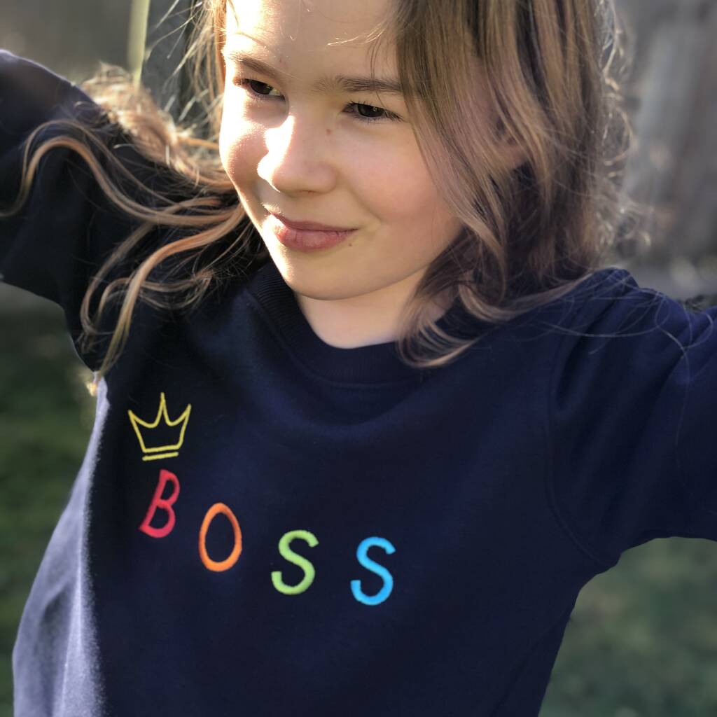 'Boss' Embroidered Children's Sweatshirt, 1 of 12