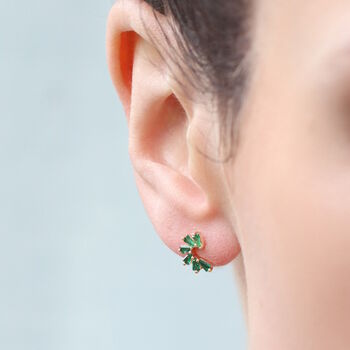 Emerald Pinwheel Stud Earrings, 8 of 10