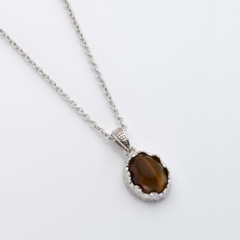Tiger Eye Gemstone 925 Sterling Silver Necklace, 2 of 3