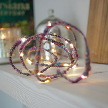 Recycled Sari Silk Fairy Light String, 3 of 9