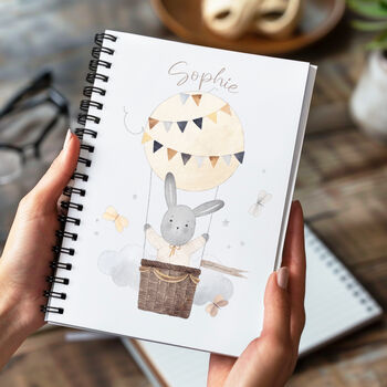 Personalised Rabbit In A Balloon Notebook, 2 of 2