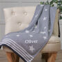 Personalised Ziggle Stars Knitted Grey Baby Blanket, thumbnail 1 of 6