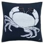 Navy Blue Wool Embroidered Crab Cushion, thumbnail 1 of 2