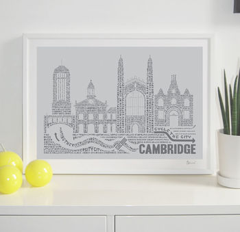 Cambridge Skyline Typography Print Personalised, 4 of 8