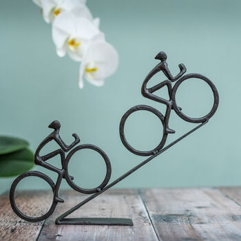 Uphill Cyclist Sculpture, 2 of 4