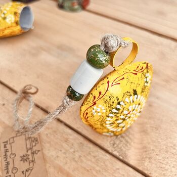 Mustard Yellow Traditional Indian Hand Painted Cow Bell, 4 of 9