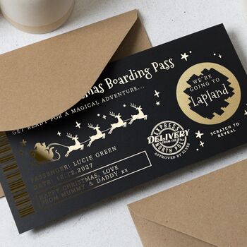 Personalised Lapland Boarding Pass Christmas Voucher, 5 of 8