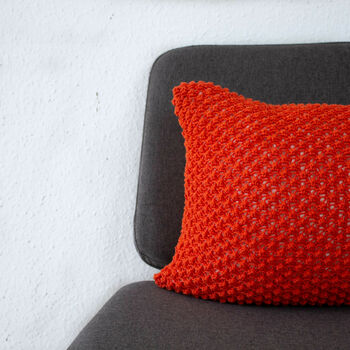 Hand Knit Textured Cushion In Rust, 6 of 7