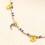 Stainless Steel Blue And Yellow Beaded Bracelet In Gold Plating, thumbnail 2 of 4