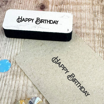 Elegant 'Happy Birthday' Rubber Craft Stamp, 3 of 5