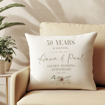 Golden Wedding Anniversary Cushion, 3 of 9