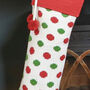 Personalised Polka Dot Knitted Stocking With Pom Poms, thumbnail 8 of 9