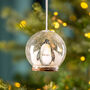 Personalised Illustrated Penguin Christmas Snow Dome Bauble, thumbnail 3 of 11