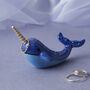 Noah The Narwhale Ceramic Ring Holder In Gift Box, thumbnail 1 of 4