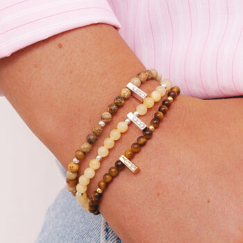 Picture Jasper And Silver Beads Healing Crystals Bracelet, 4 of 6