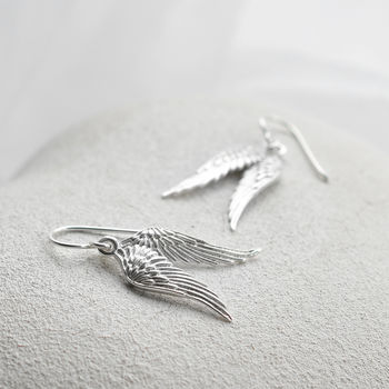 Sterling Silver Angel Wings Dangly Earrings, 4 of 7