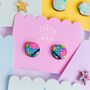 Colourful Abstract Wooden Stud Earrings, thumbnail 7 of 9