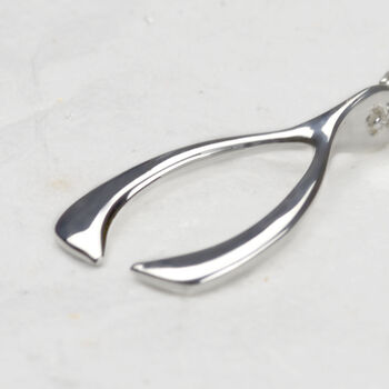 Lucky Wishbone Sterling Silver 21st Keyring Gift, 2 of 5
