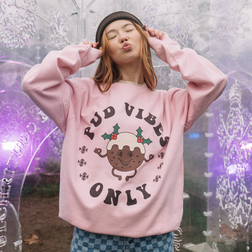 Pud Vibes Only Women's Christmas Jumper, 1 of 4