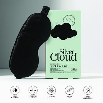 Silver Cloud Black Sleep Mask And White Pillowcase, 3 of 5