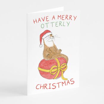 'A Merry Otterly Christmas' Otter Christmas Card, 3 of 5