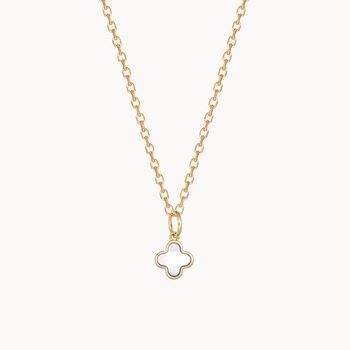Personalised Mother Of Pearl Mini Clover Cross Necklace, 6 of 6