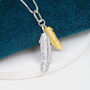 Curved Silver And Gold Double Feather Pendant, thumbnail 3 of 9