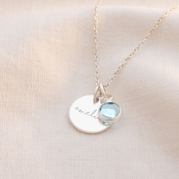Sterling Silver Esme Name And Birthstone Personalised Necklace, 2 of 11
