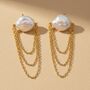 Pearl 18k Gold Plated Waterproof Chain Earrings, thumbnail 3 of 4