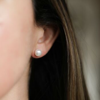 Seville White Pearl And Silver Stud Earrings, 3 of 4