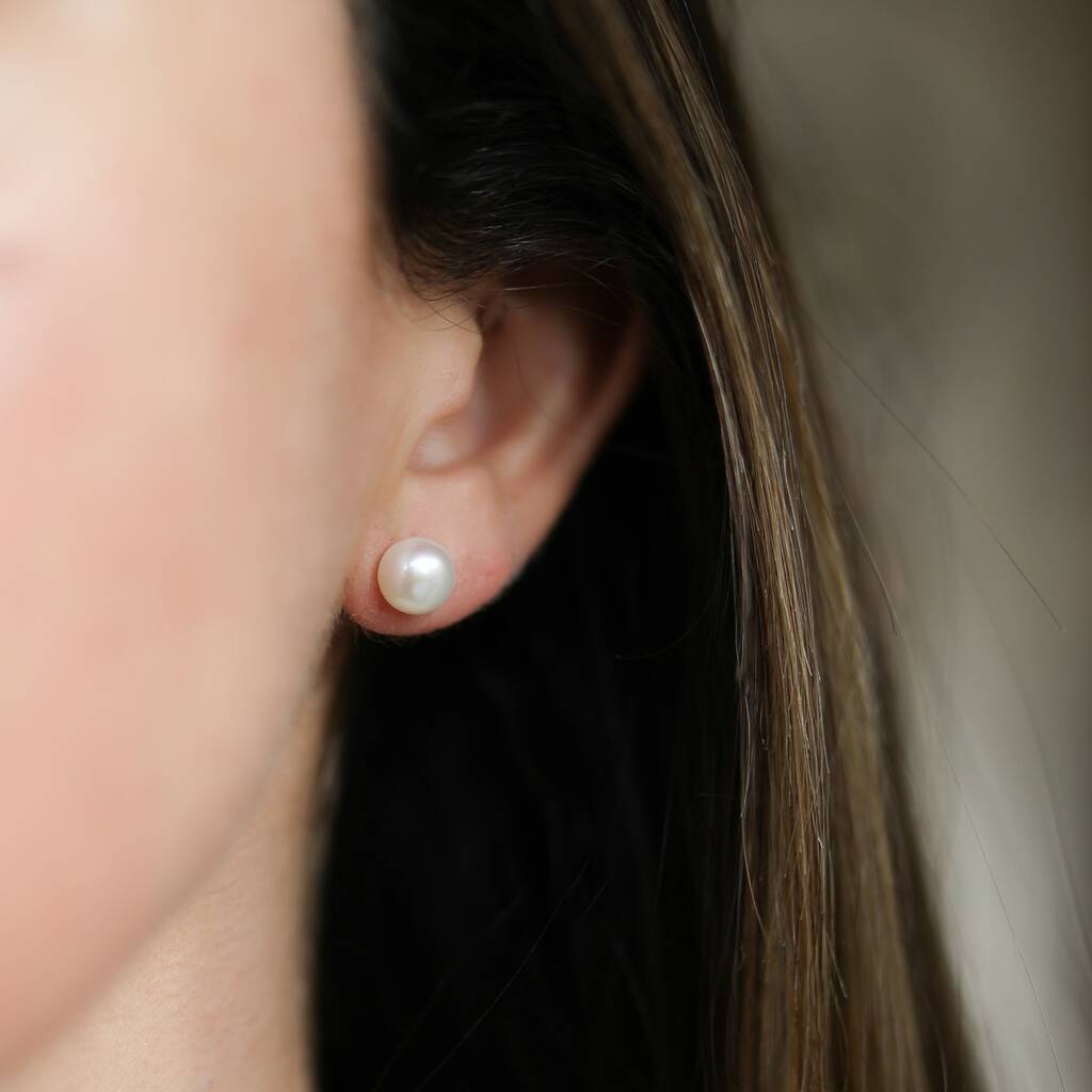 Seville White Pearl And Silver Stud Earrings By Auree Jewellery ...