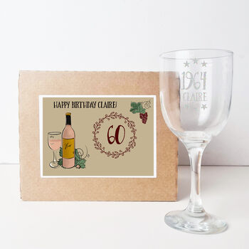 Personalised 60th Birthday Engraved Wine Glass Gift, 8 of 9